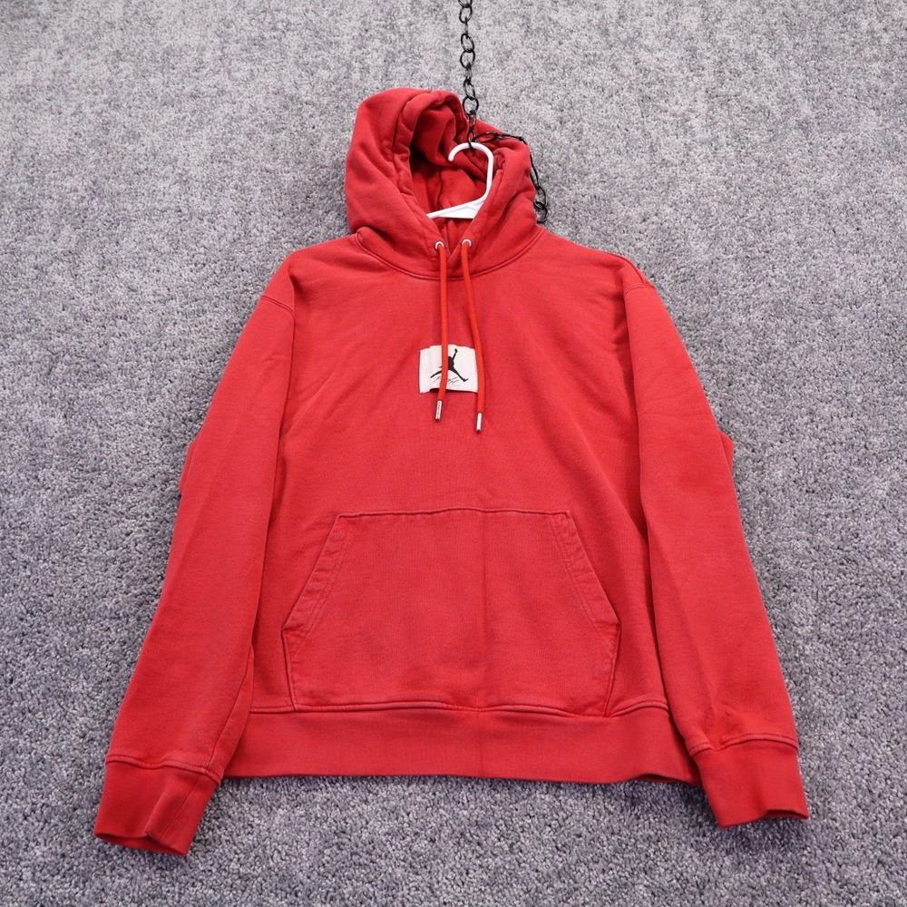 Jordan Hoodie Mens Small Red Flight Jumpman Logo Pullover Sweatshirt